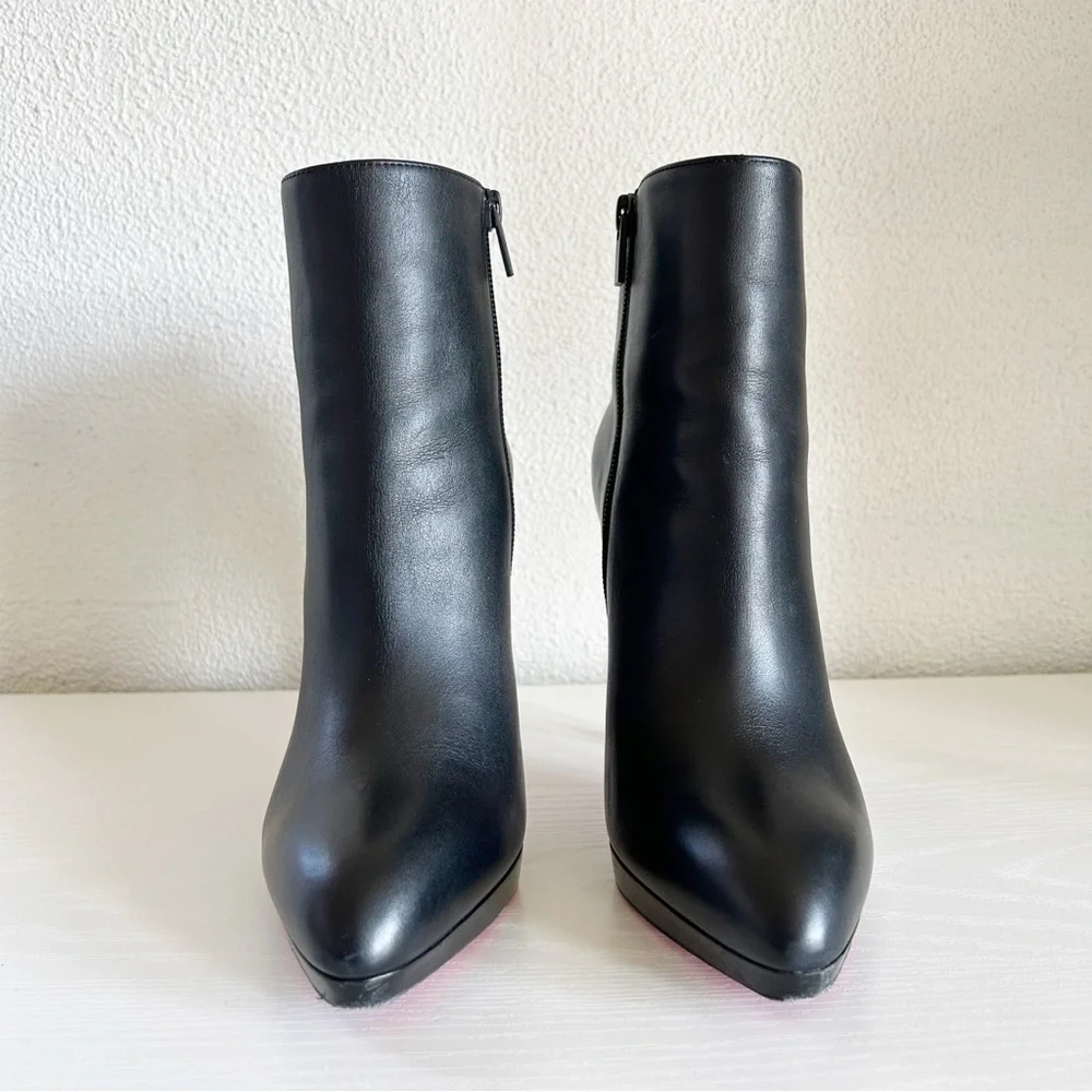 Christian Louboutin Fannylove 120 Black Leather Platform Boots Size EU 38.5